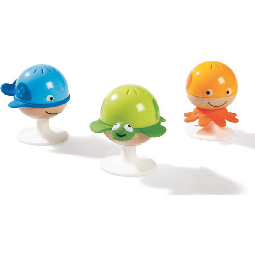 3 Hochets animaux marins avec ventouse 