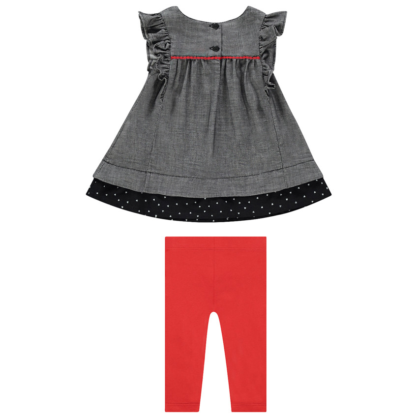 Ensemble avec tunique en maille fantaisie et legging uni 