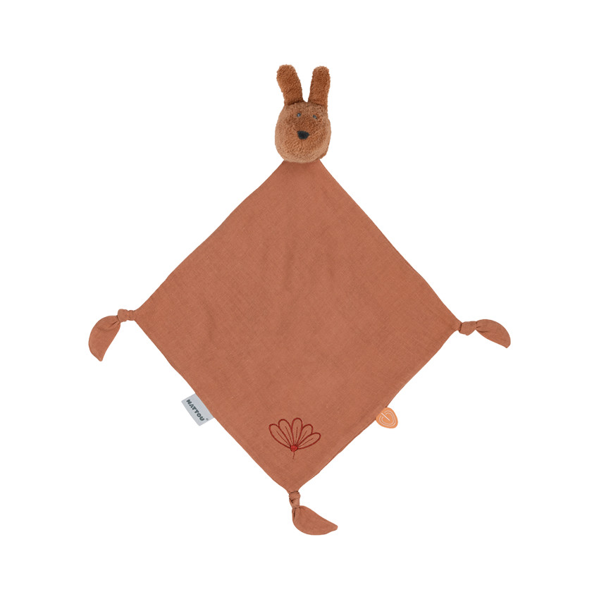 Doudou maxi lapin Bonnie 30 x 30 cm - Rouille Main Doudou maxi lapin Bonnie 30 x 30 cm - Rouille