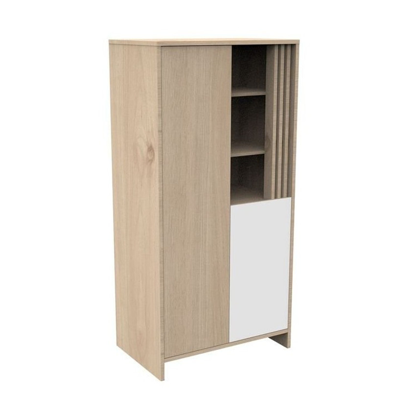 Armoire à 2 portes et niches Tokyo aspect chêne suave/blanc 