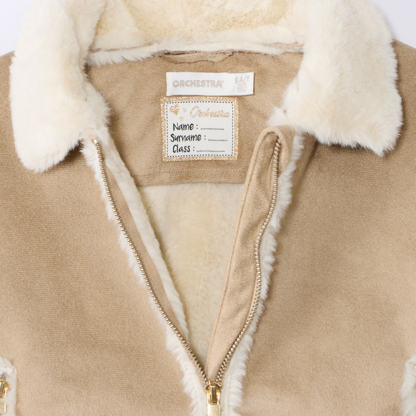 Veste en suédine contrecollée fausse fourrure pour fille 