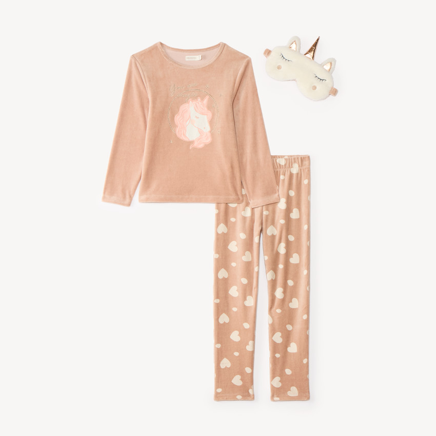 Ensemble de pyjama 3 pièces en velours fille