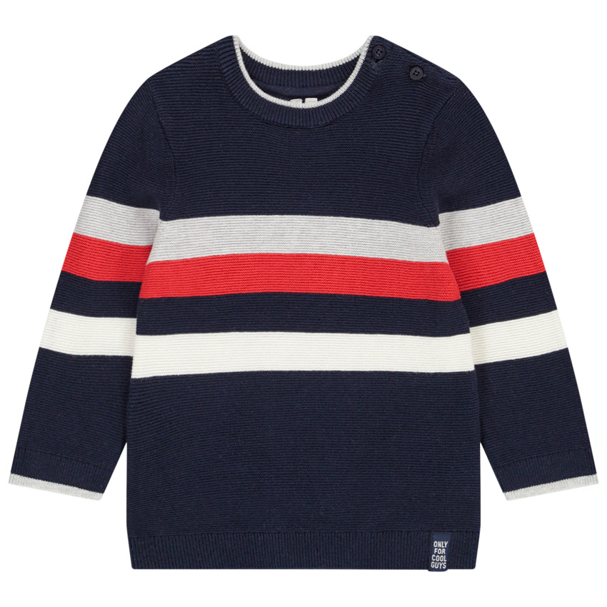 Pull en tricot à rayures placées pour bébé garçon