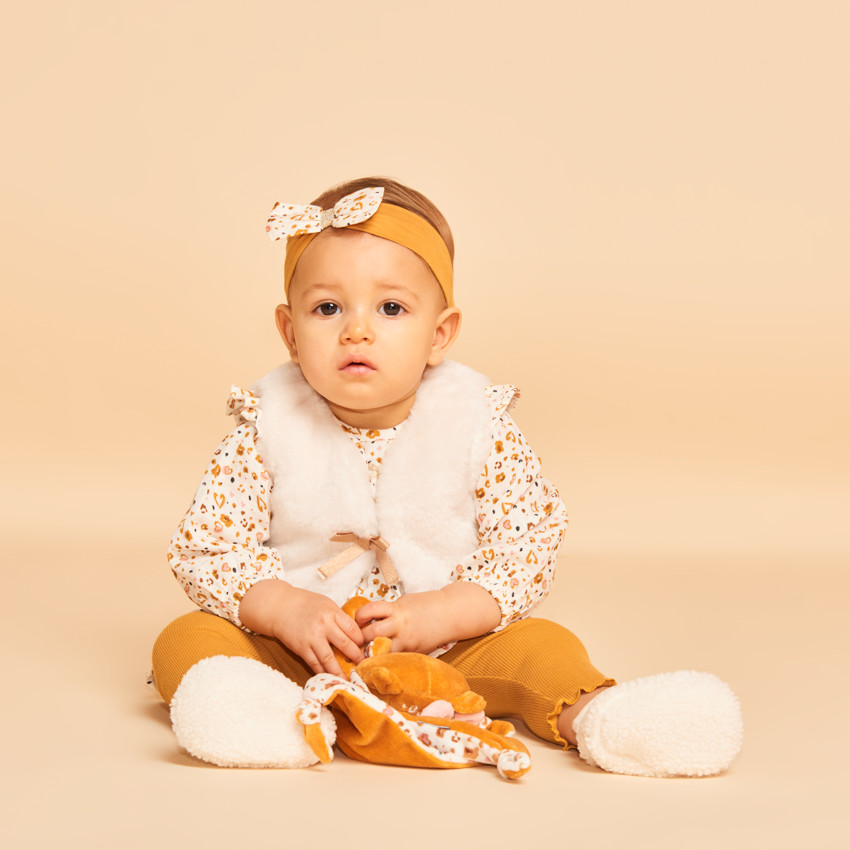 Bandeau à nœud imprimé léopard pour bébé fille 
