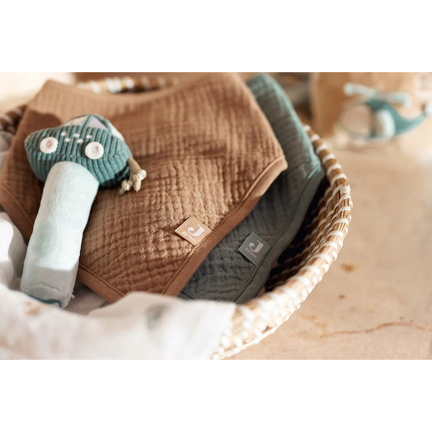 Bandana bavoir Gaze de coton Sea Green/Biscuit 