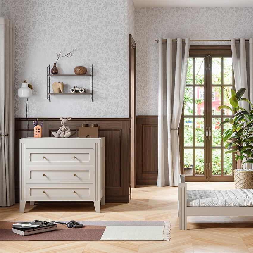 Commode 3 tiroirs Milenne sable-beige  