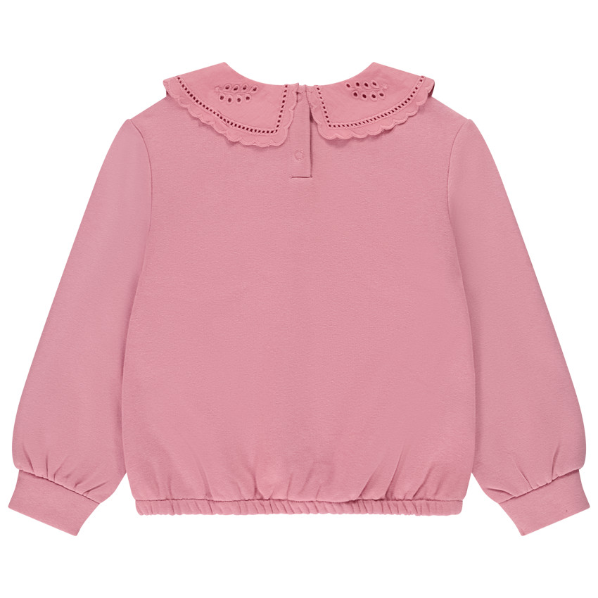 Sweat avec col claudine en broderie anglaise pour fille 