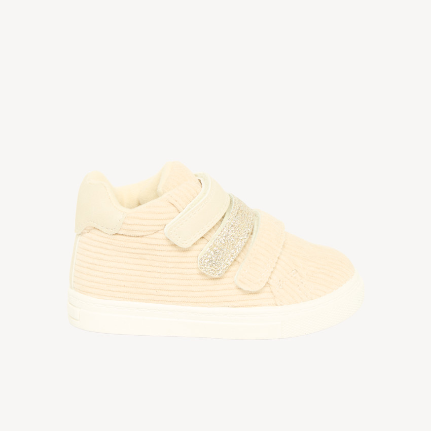 Basket effet velours côtelé triple velcro bébé fille 
