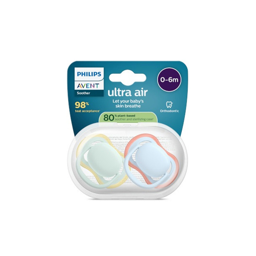 Lot de 2 sucettes silicone 0-6M Ultra Air unies (lot aléatoire) 