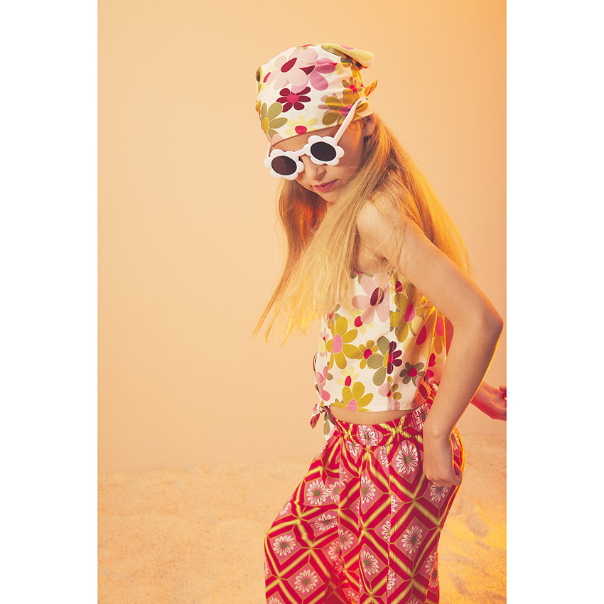 Bandana imprimé fleurs rétros pour fille 