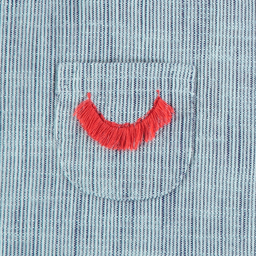 Robe salopette sans manches avec poches et cils brodés 