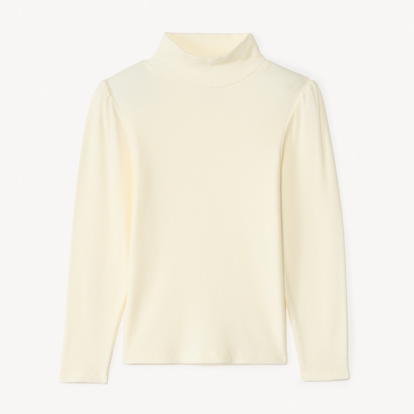 Sous-pull côtelé à col cheminée pour fille