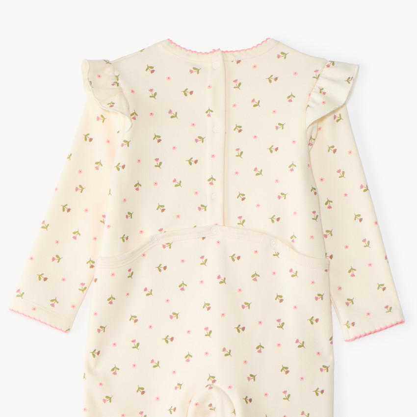 Dors-bien en velours bébé fille imprimé fleurs (Finitions différentes selon l'âge) 