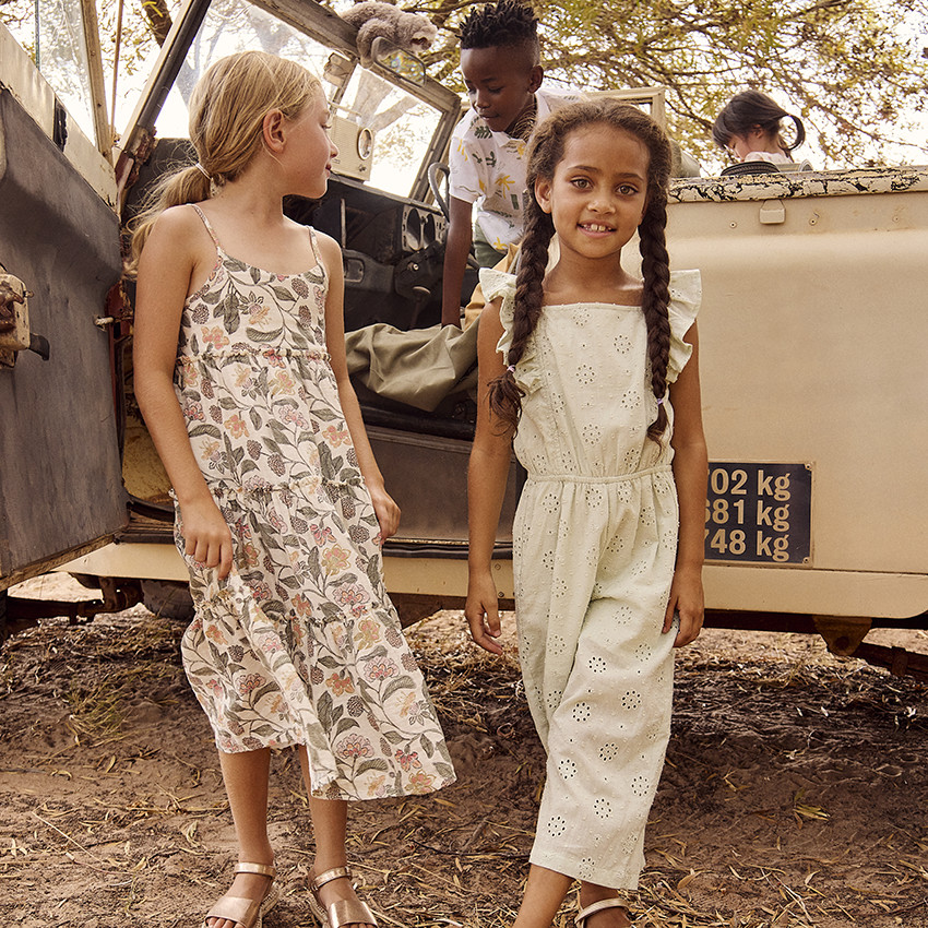 Robe longue en double gaze imprime floral pour fille Orchestra