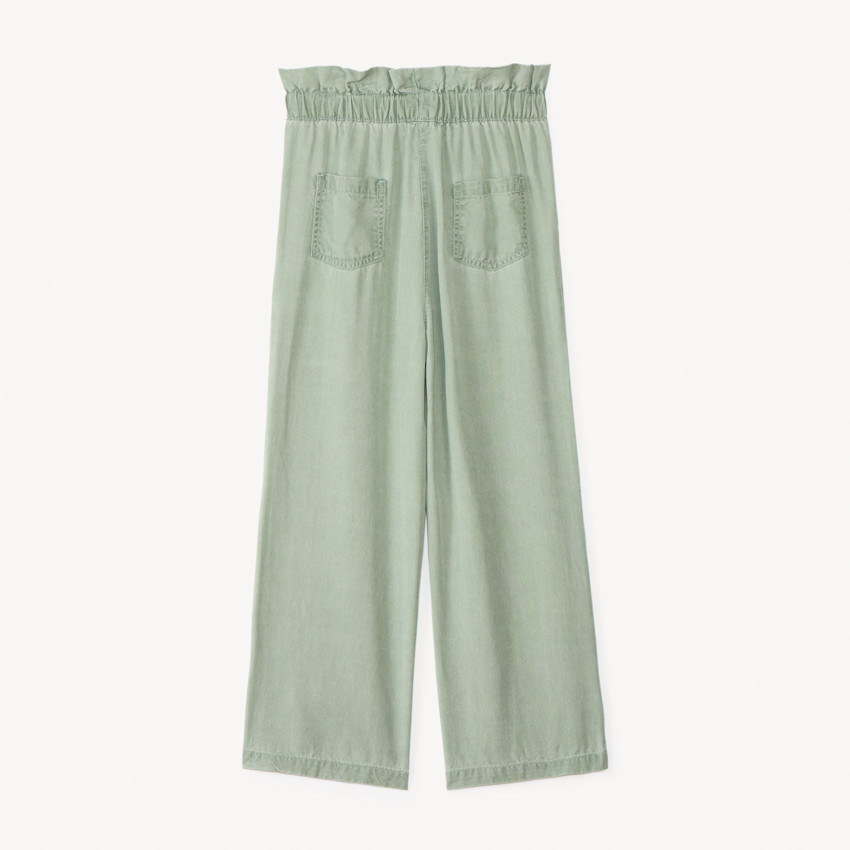 Pantalon large coupe paper bag avec nœud pour fille 