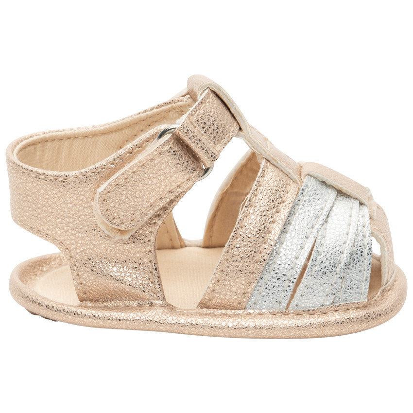 SAXO BLUES - Sandales à brides brillantes texturées pour bébé fille - Jaune clair