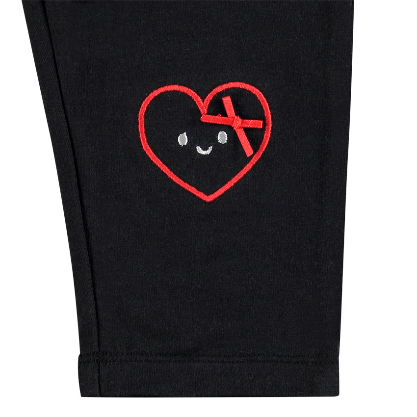 Corsaire uni avec coeurs brodés et noeuds 