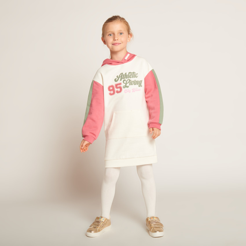Robe en molleton à capuche effet colorblock pour fille