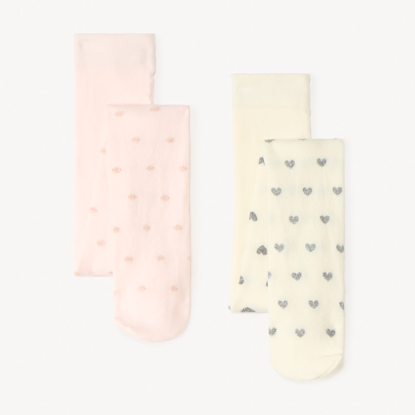 Lot de 2 collants épais motifs en lurex pour fille 