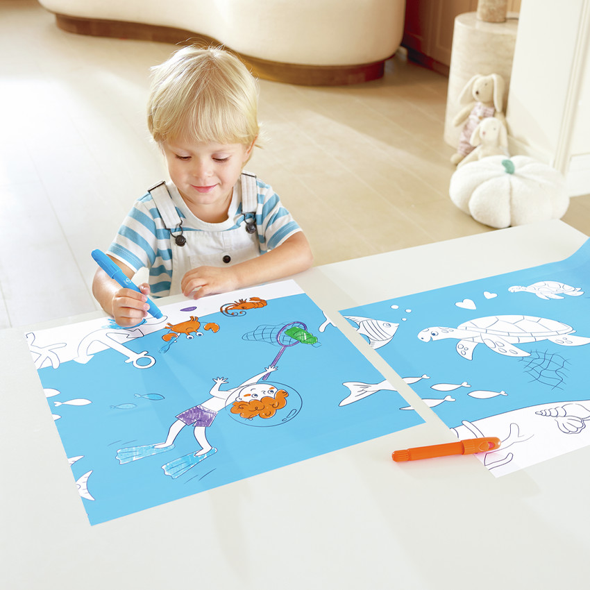 Rouleau à dessin 5m avec feutres Océan 