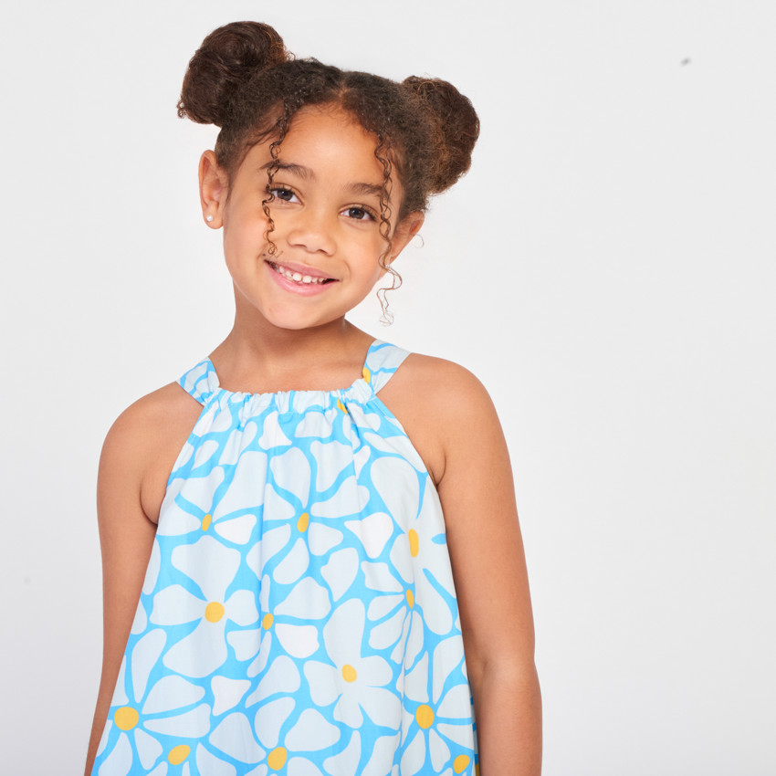 Robe sans manches imprimée fleurs plates pour fille  