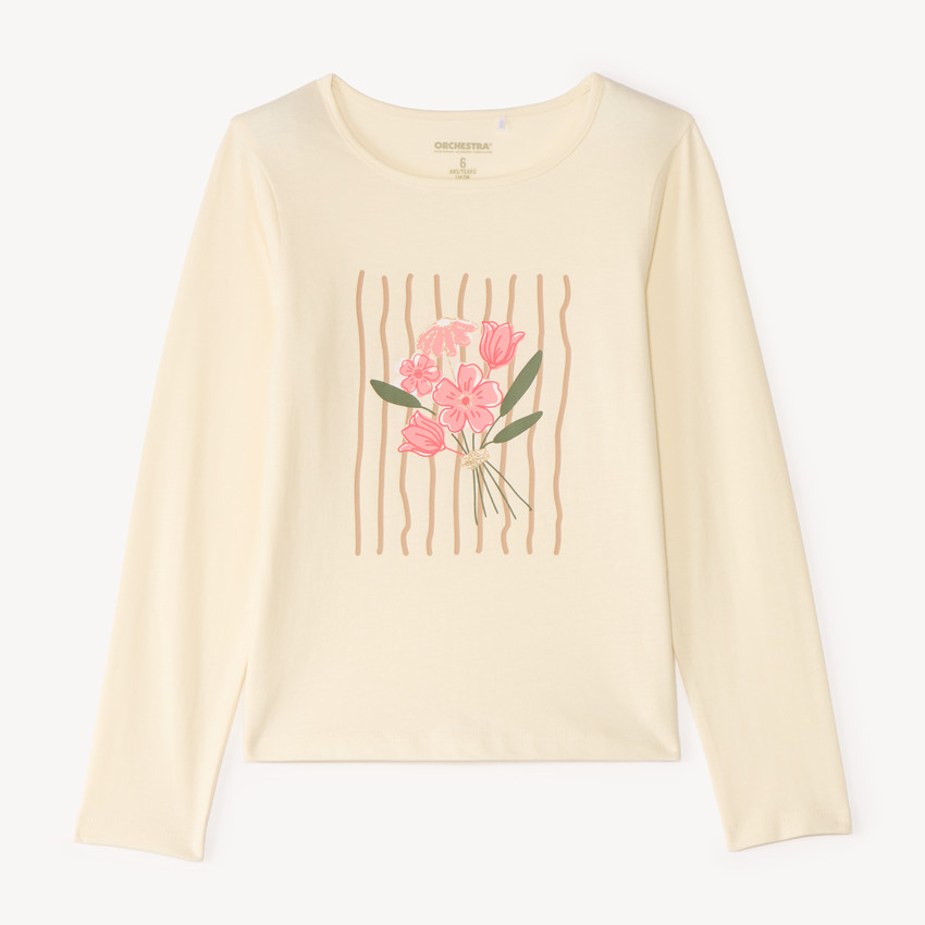 T-shirt manches longues print pailleté fille 