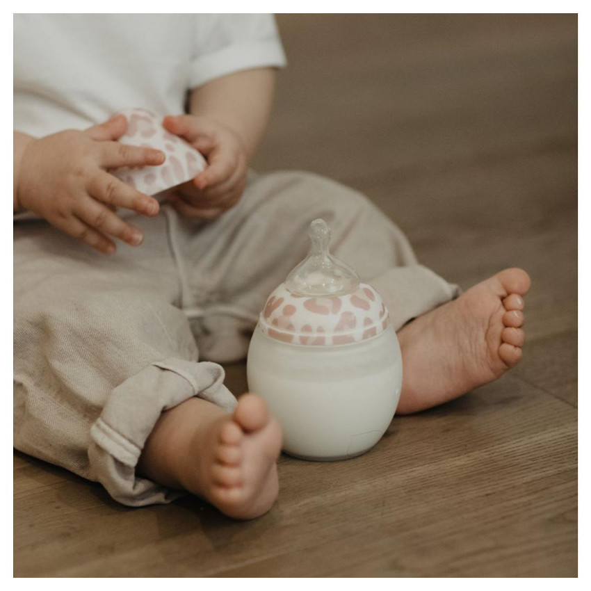 Biberon 330ml anti-colique en silicone Graouu Pink - Rose (Elhée) - Image 2
