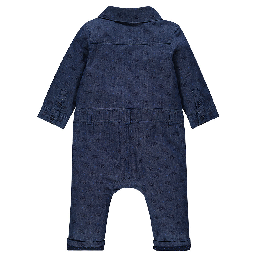 Combinaison longue en chambray imprimée avions all-over 
