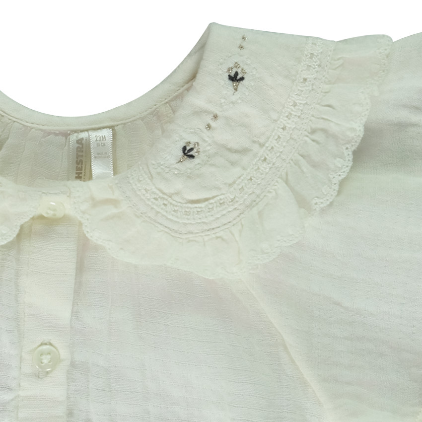 Tunique manches courtes à col claudine pour bébé fille 