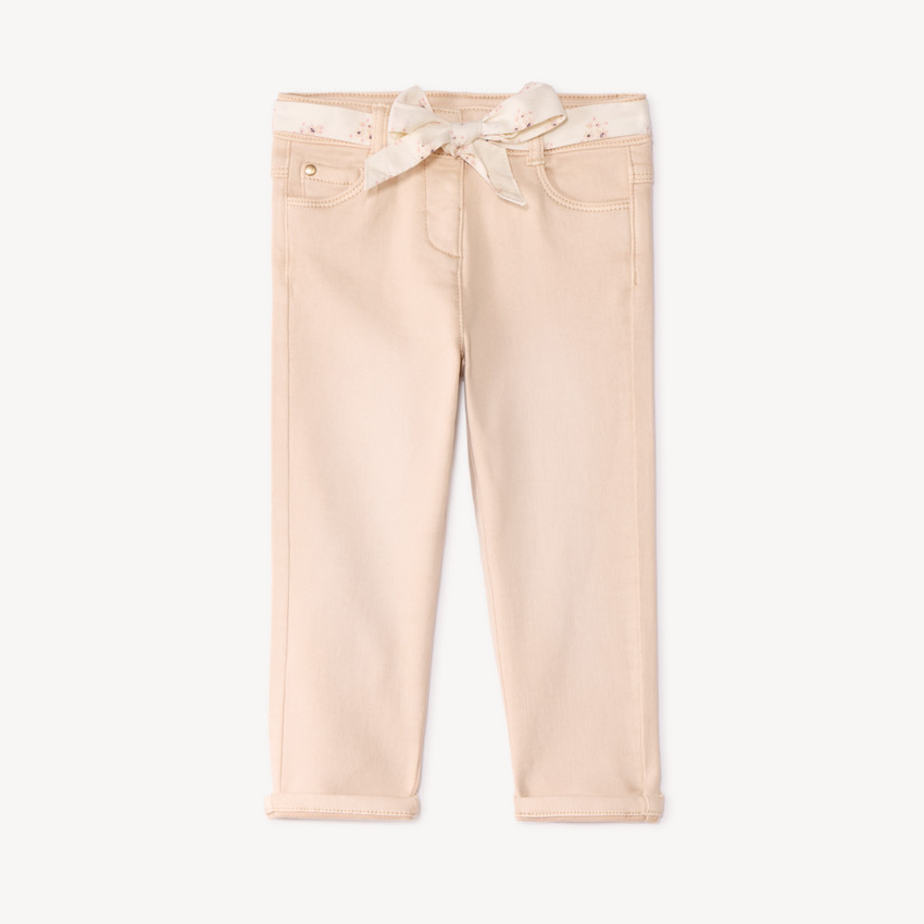Jean slim bébé fille avec ceinture en tissu