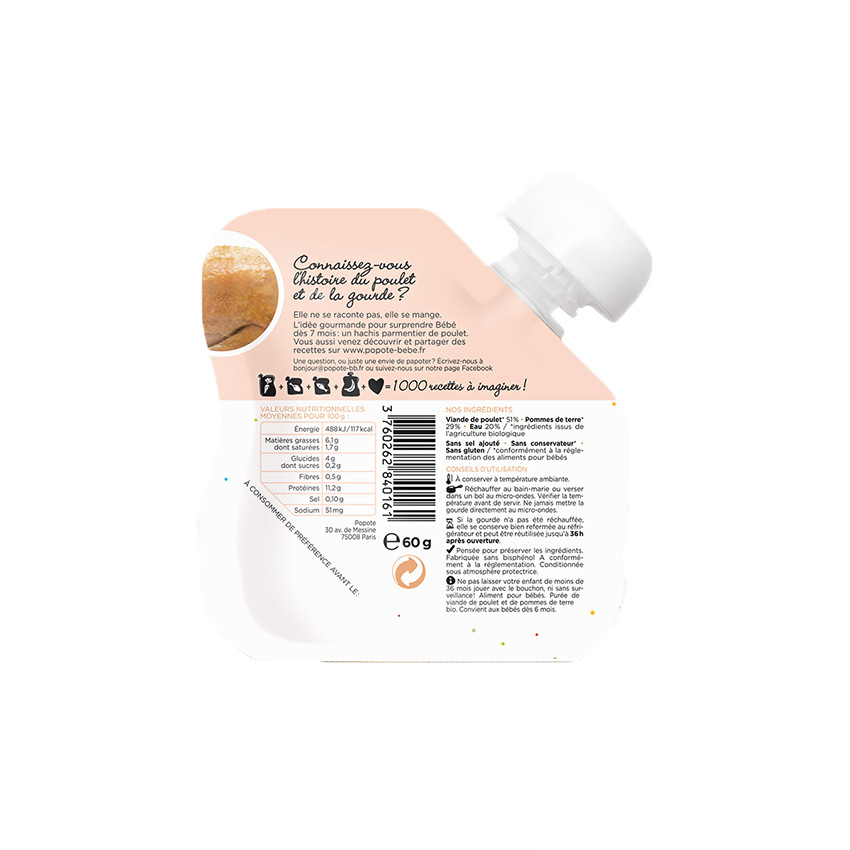 Gourde au poulet bio - 60g 