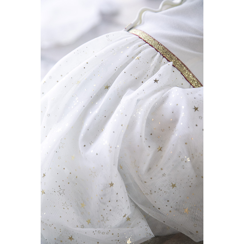 Robe de fêtes bi-matière à motifs dorés pour bébé fille 