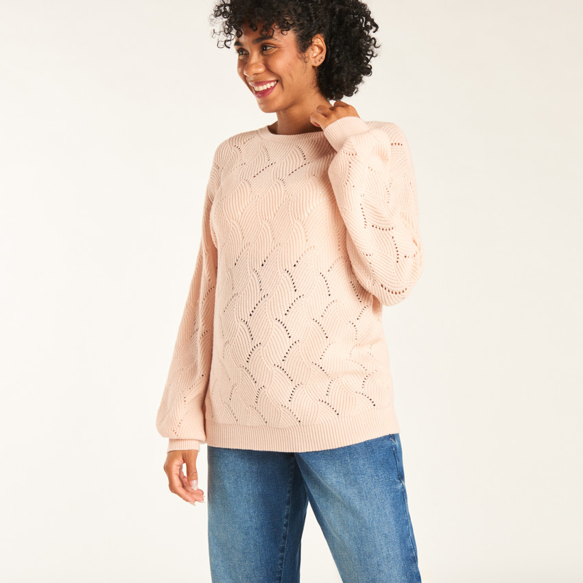 Pull manches longues en tricot torsadé pour femme