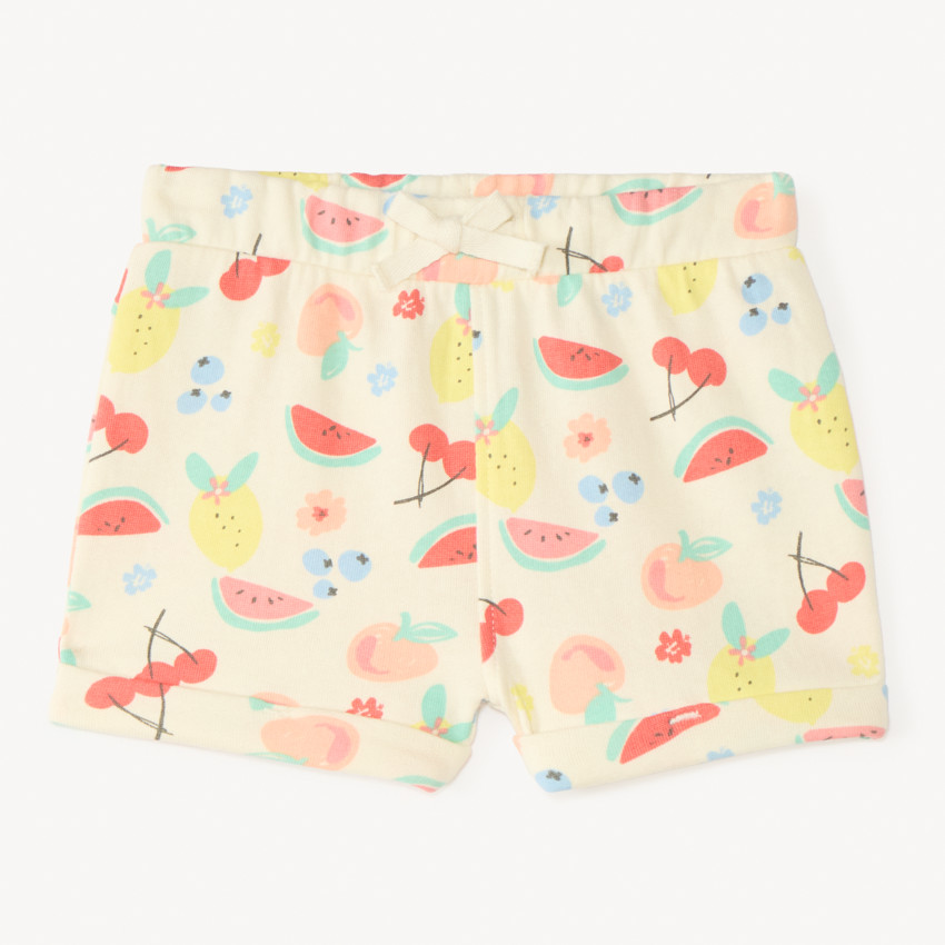Short en molleton imprimé fantaisie pour bébé fille