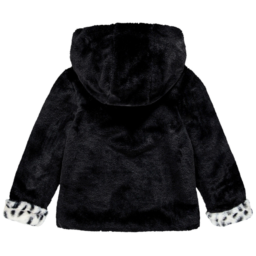 Manteau à capuche en sherpa doublé sherpa pour enfant fille 