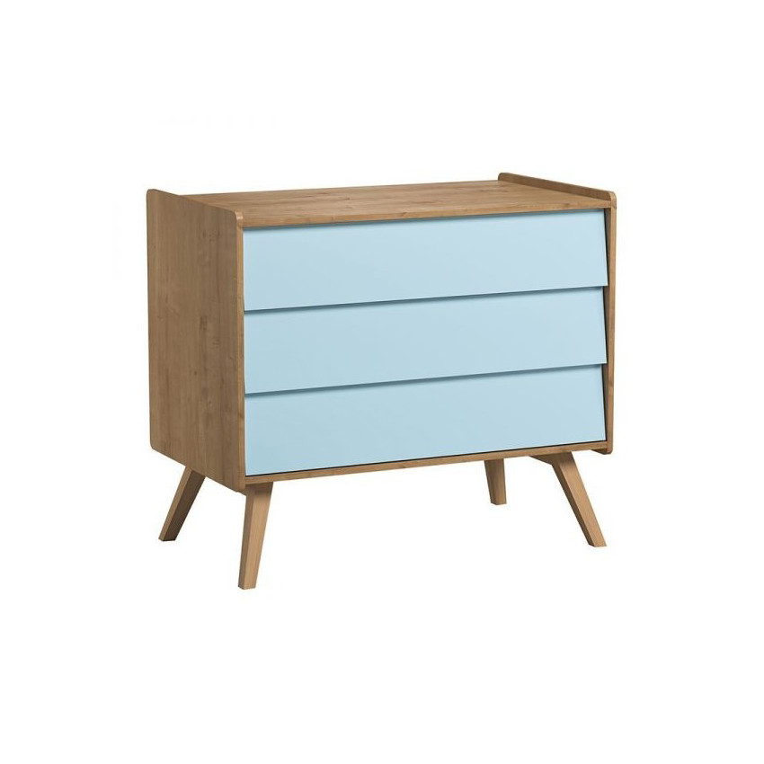 Commode Vintage - Chêne / Bleu 