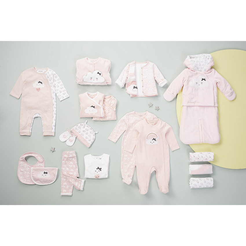 Ensemble avec tunique et pantalon imprimés nuages en coton pour bébé fille 
