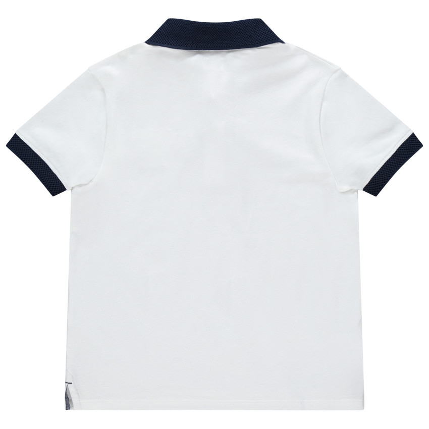 Polo manches courtes uni à détails en chambray 