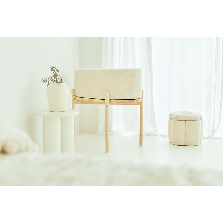 Pouf et coffre à jouets Fleur Blanc Cassé 