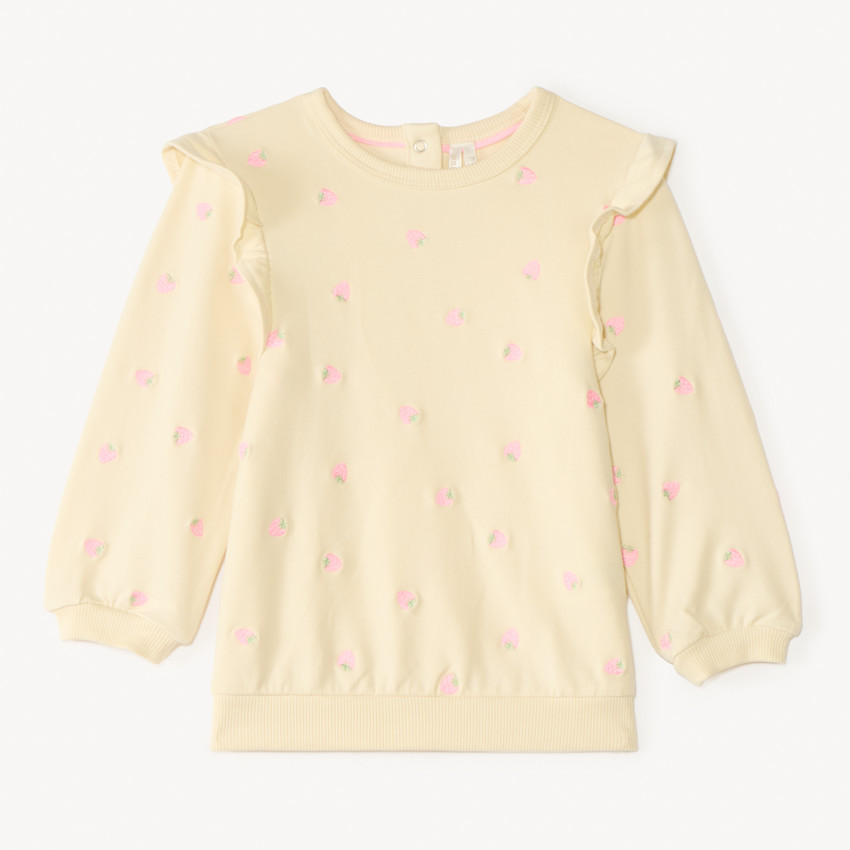 Sweat molleton oversize broderie fantaisie pour bébé fille