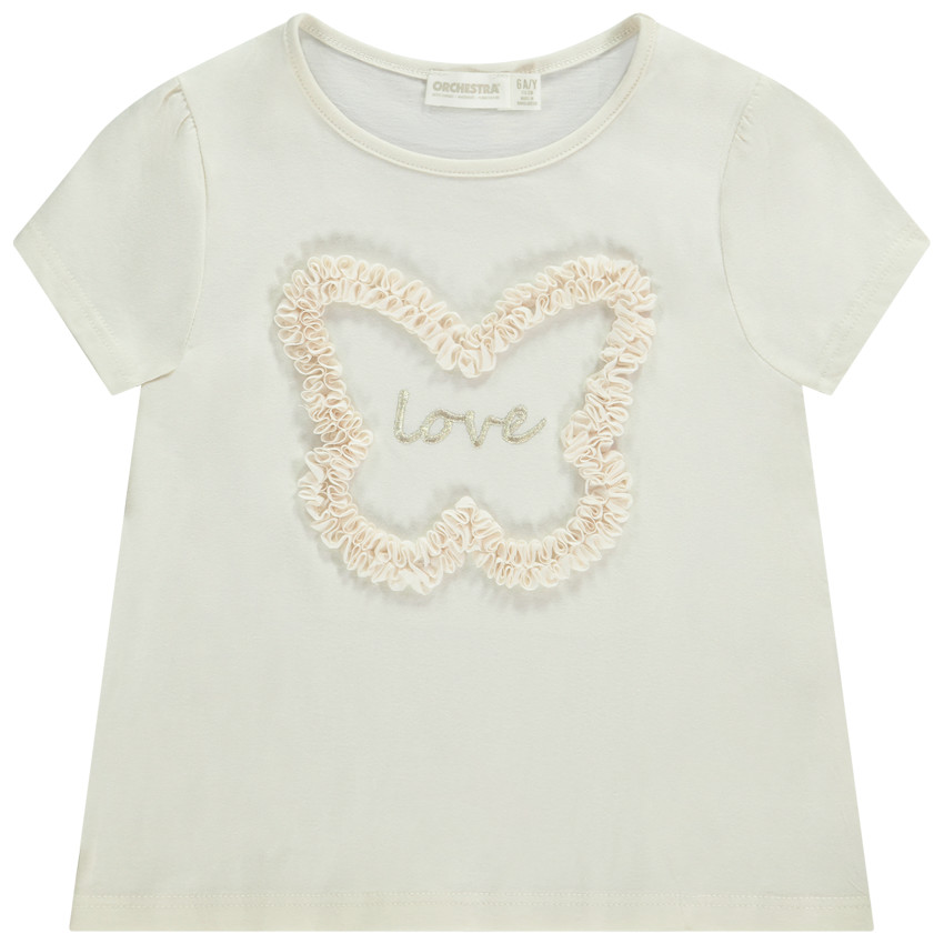 T-shirt manches courte motif rucher papillon pour fille 