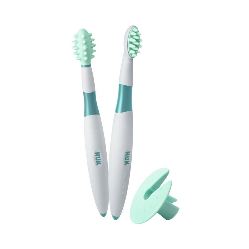 Lot de 2 brosses à dents éducatives 6m+ avec bague de sécurité 