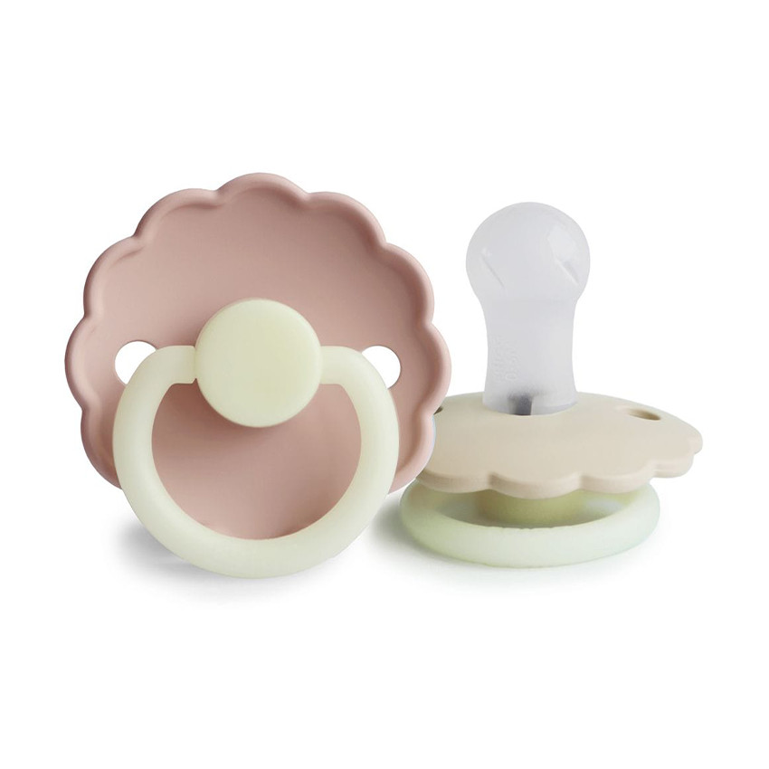 Lot de 2 sucettes silicone T2 Daisy Night blush/cream - Rose