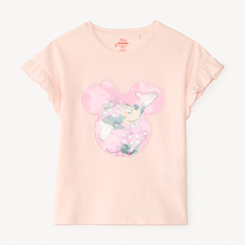 T-shirt manches courtes volantées print lenticulaire Minnie Disney pour fille