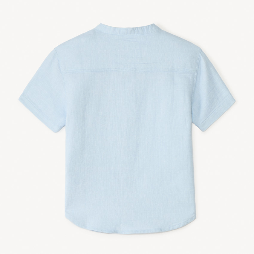 Chemise manches courtes col mao en toile pour garçon 
