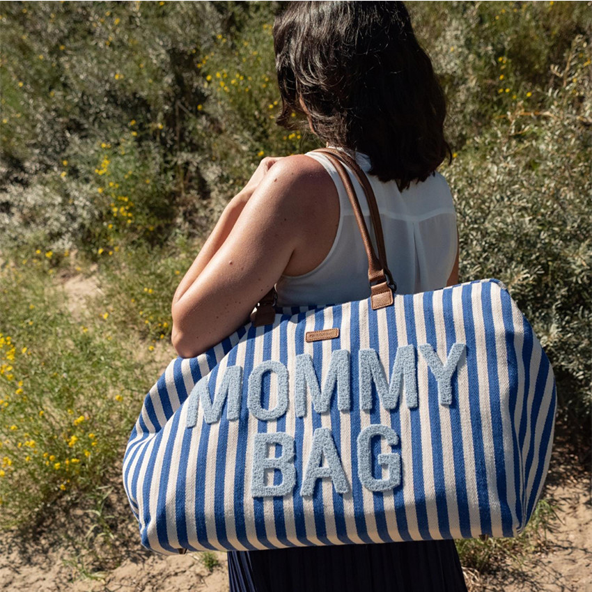 Sac à langer Mommy Bag Rayures Bleu Electrique  