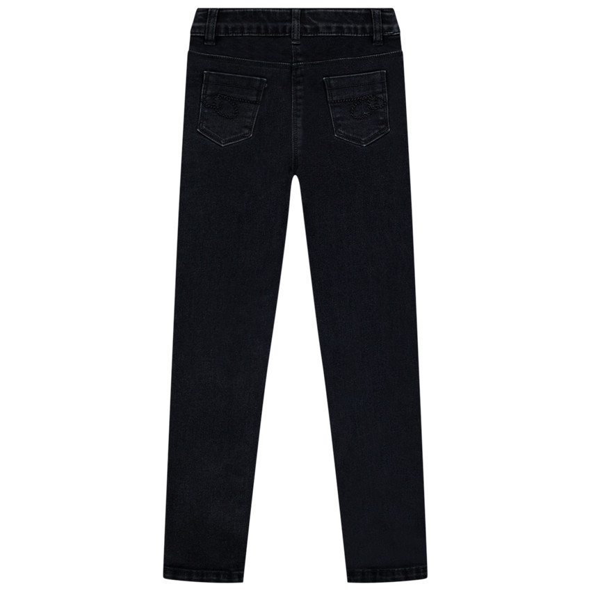 Jean slim à fleurs brodées pour enfant fille 