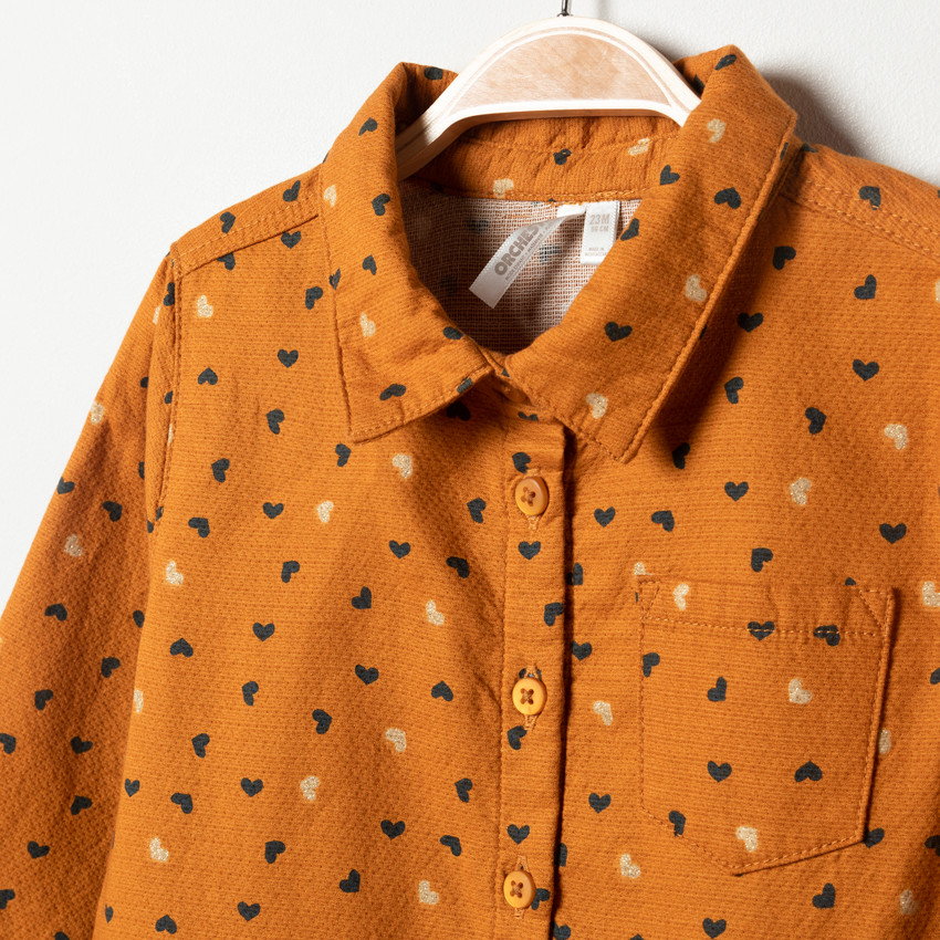 Robe manches longues camel imprimée pour bébé fille 