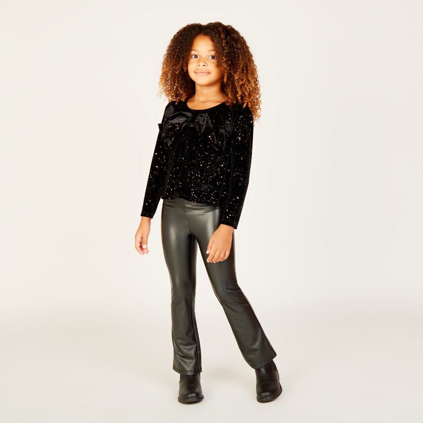 Legging trompette en simili cuir pour fille 