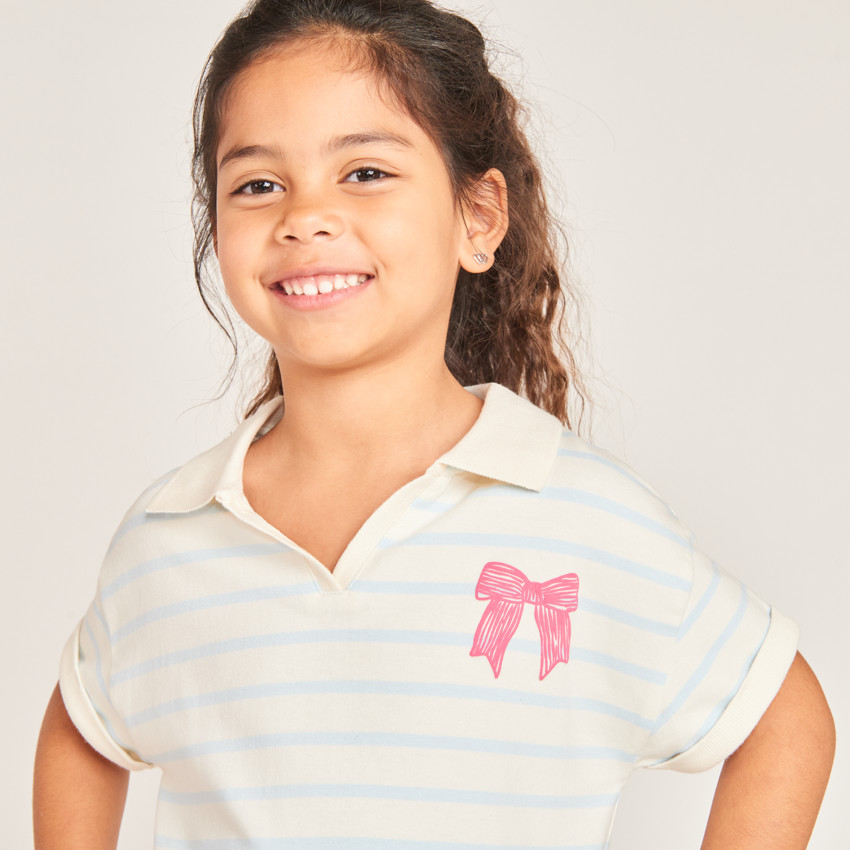 Robe polo col évasé à rayures pour fille 